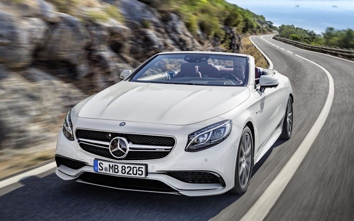 convertible, s63, amg, mercedes benz, track, 2017, white