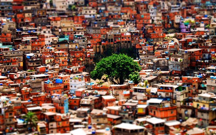 Rocinha, la favela, tilt shift, Brasile