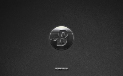 Burstcoin logo, cryptocurrency, gray stone background, Burstcoin emblem, cryptocurrency logos, Burstcoin, cryptocurrency signs, Burstcoin metal logo, stone texture