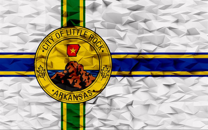 Flag of Little Rock, Arkansas, 4k, American cities, 3d polygon background, Little Rock flag, 3d polygon texture, Day of Little Rock, 3d Little Rock flag, American national symbols, 3d art, Little Rock, USA