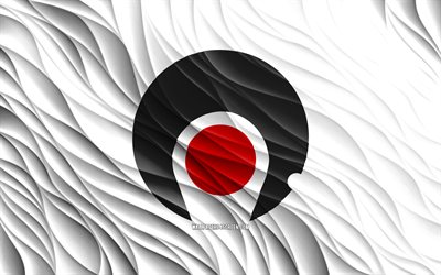 4k, 가고시마 국기, 물결 모양의 3d 플래그, 일본 현, 가고시마의 국기, 가고시마의 날, 3d 파도, 일본의 현, 가고시마, 일본
