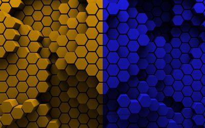 4k, Flag of County Clare, Counties of Ireland, 3d hexagon background, Day of County Clare, 3d hexagon texture, Clare flag, Irish national symbols, Clare County, 3d Clare flag, Clare, Ireland