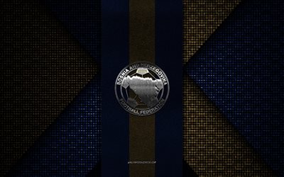 equipo nacional de fútbol de bosnia y herzegovina, uefa, textura tejida en oro azul, europa, logotipo del equipo nacional de fútbol de bosnia y herzegovina, fútbol, ​​emblema del equipo nacional de fútbol de bosnia y herzegovina, ​​bosnia y herzegovina