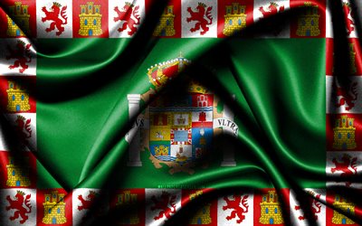 drapeau de cadix, 4k, les provinces espagnoles, les drapeaux en tissu, le jour de cadix, le drapeau de cadix, les drapeaux de soie ondulés, l'espagne, les provinces d'espagne, cadix