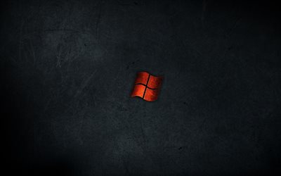 Microsoft Windows, bronze logo, métal, fond, créatif, minimal, le logo Windows