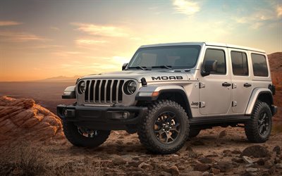 jeep wrangler, 2018, moab special edition, amerikansk suv, framifrån, tuning wrangler, ny brun wrangler, jeep