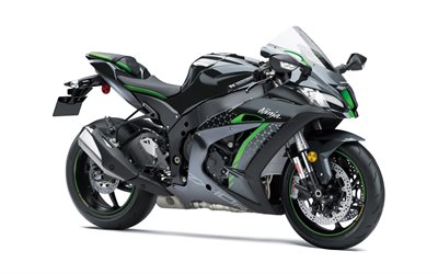 Kawasaki Ninja, 2019, ZX-10R, nueva moto deportiva, negra nueva ZX-10R, japonés deporte de la bicicleta, Kawasaki