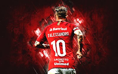Andres D Alessandro, grunge, Internacional FC, red stone, soccer, Brazilian Serie A, back view, brazilian footballers