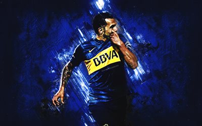 Carlos Tevez, grunge, Boca Juniors, argentinian footballers, blue stone, forward, soccer, Argentina, Tevez