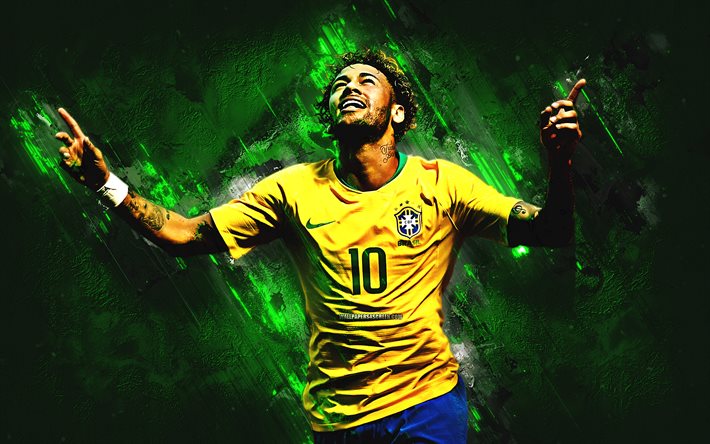 Neymar, grunge, Brazil national football team, green stone, striker, soccer, football, Brazil
