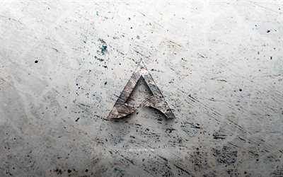 logotipo de piedra ártica, 4k, fondo de piedra, logotipo 3d del ártico, marcas, bocetos de logotipos, logotipo del ártico, arte grunge, ártico