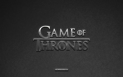Game of Thrones logo, games brands, gray stone background, Game of Thrones emblem, games logos, Game of Thrones, games signs, Game of Thrones metal logo, stone texture