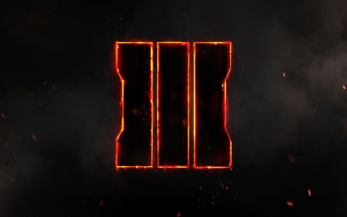 Call of Duty Black Ops 3, logo, 2016, black background