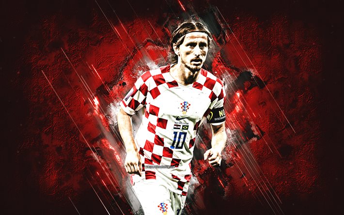 luka modric, selección de fútbol de croacia, futbolista croata, centrocampista, fondo de piedra roja, catar 2022, fútbol