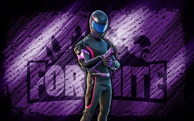 Storm Racer Fortnite, 4k, violet diagonal background, grunge art, Fortnite, artwork, Storm Racer Skin, Fortnite characters, Storm Racer, Fortnite Storm Racer Skin