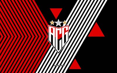 atlético goianiense logo, 4k, brasilianische fußballmannschaft, rote schwarze linien hintergrund, atlético goianiense, serie a, brasilien, strichzeichnungen, atletico goianiense emblem, fußball