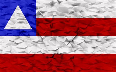 Flag of Bahia, 4k, states of Brazil, 3d polygon background, Bahia flag, 3d polygon texture, Day of Bahia, 3d Bahia flag, Brazilian national symbols, 3d art, Bahia, Brazil