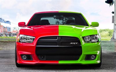 supercar, 2015, Dodge Charger SRT Hellcat, colore due auto, Dodge