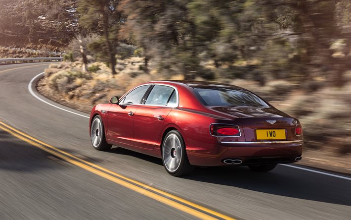 Bentley Flying Spur, 2017, auto nuove, rosso berlina, auto di lusso