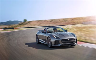 jaguar f-typ svr, 2017, cabriolet, sportbil, racerbana, fart
