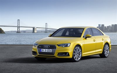 sedans, 2016, Audi A4, Quattro, yellow A4, Audi