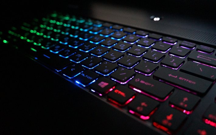 colored keyboard, lights, modern technology