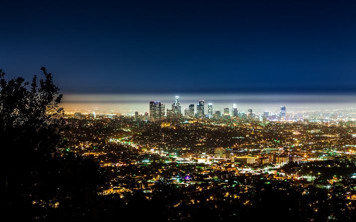 カリフォルニア, 夜景, ロサンゼルス, 米国, 米