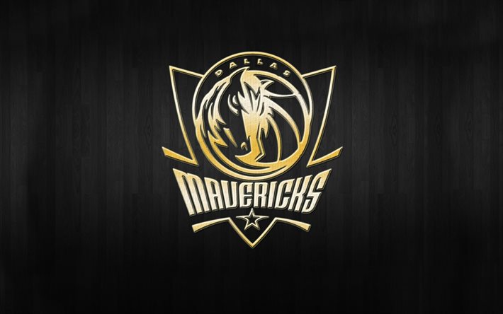 Los Mavericks de Dallas, de la NBA, logotipo, fondo negro, baloncesto