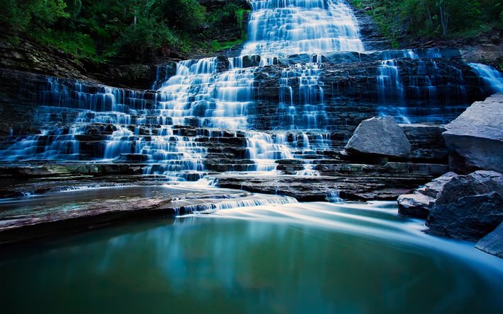 albion fall, sten, skog, vattenfall, kanada