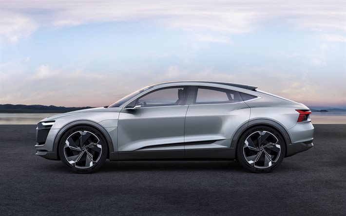 Audi e-tron Sportback, Concept, 2017, Side view, electric crossover, sports cars, Audi