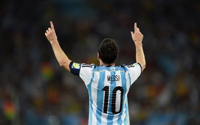 Lionel Messi, 4k, celebration, football stars, goal, Leo Messi