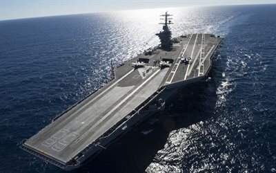 aircraft carrier, USS Nimitz, CVN-68, Nuclear-powered aircraft carrier, deck, sea, US Navy, Westinghouse A4W