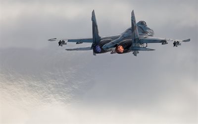 Su-27, fighter, flight, turbine, Russian Air Force, air combat, Flanker