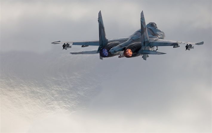 su-27, 전투기, 항공편, 터빈, 러시아어 공군기, 공중전, 우 측면