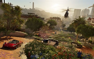 Watch Dogs 2, 2016, screenshots Watch Dogs 2, pursuit, police, police cars, Ubisoft, PS4, Xbox One