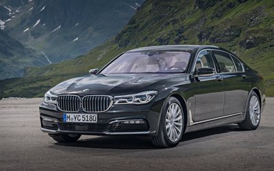luxus-autos, 2017, bmw 7-serie, 740le, iperformance, limousine, grau bmw