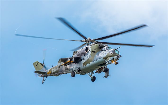 mi-24, 헬리콥터, 전투기, 항공편, 뒷
