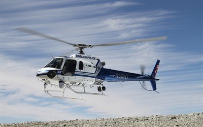 eurocopter as350 ecureuil, 4k, monikäyttöhelikopterit, siviili-ilmailu, valkoinen helikopteri, ilmailu, as350 ecureuil, eurocopter, kuvia helikopterilla, lentävät helikopterit