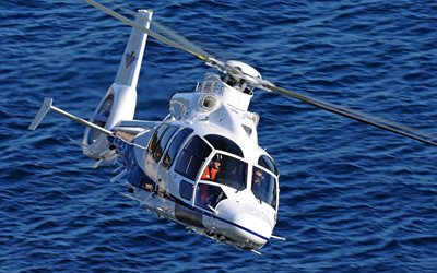 Airbus H155, 4k, multipurpose helicopters, civil aviation, white helicopter, aviation, flying helicopters, Airbus, pictures with helicopter, H155, Eurocopter EC155 B1, Eurocopter