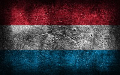 4k, luxemburgs flagga, stenstruktur, stenbakgrund, grungekonst, luxemburgs nationella symboler, luxemburg