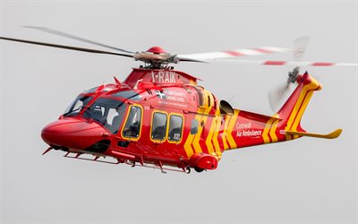 AgustaWestland AW169, 4k, multipurpose helicopters, civil aviation, red helicopter, aviation, AW169, pictures with helicopter, flying helicopters, AgustaWestland