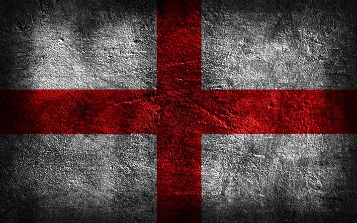 4k, イングランドの旗, 石の質感, イギリスの旗, 石の背景, グランジアート, 英語の国家記号, イングランド