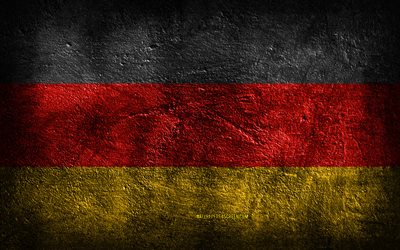 4k, tysklands flagga, stenstruktur, stenbakgrund, tysk flagga, grungekonst, tyska nationella symboler, tyskland