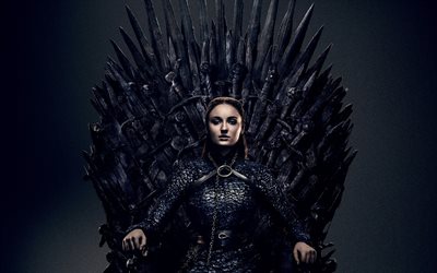 4k, Sansa Stark, Game of Thrones, promo materials, poster, throne, Sophie Turner, british actress, popular actresses