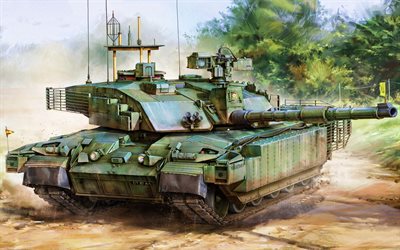 challenger 2, kunstwerk, britischer kampfpanzer, britische panzer, gepanzerte fahrzeuge, mbt, panzer, britische armee