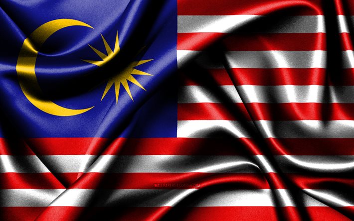 malezya bayrağı, 4k, asya ülkeleri, kumaş bayraklar, malezya günü, dalgalı ipek bayraklar, asya, malezya ulusal sembolleri, malezya