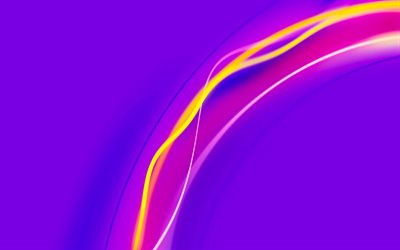4k, violetter neonhintergrund, neonlichtstrom, kreative lichtabstraktion, violetter neonlinienhintergrund