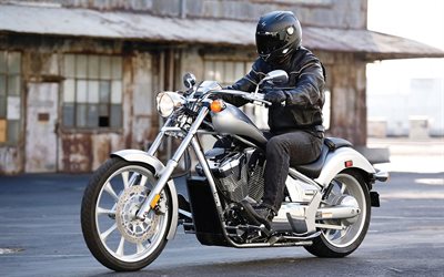 strada, 2016, Honda Fury, motociclista, movimento, argento honda