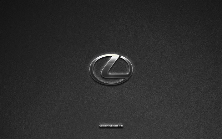 logotipo de lexus, fondo de piedra gris, emblema de lexus, logotipos de automóviles, lexus, marcas de automóviles, logotipo de metal de lexus, textura de piedra