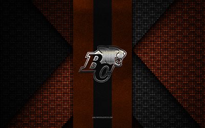 bc lions, liga canadiense de fútbol, textura de punto negro anaranjado, logotipo de bc lions, cfl, club de fútbol canadiense, emblema de bc lions, fútbol americano, vancouver, canadá